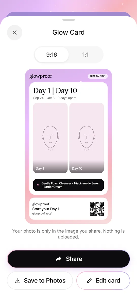 A shareable Glow Card