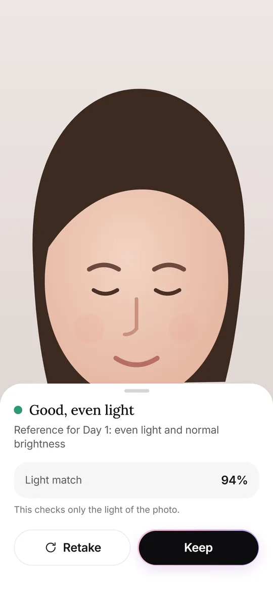 Light check against your Day 1 photo
